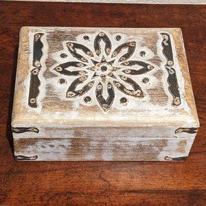 Distressed Wood And Metal Hinged Lid Box